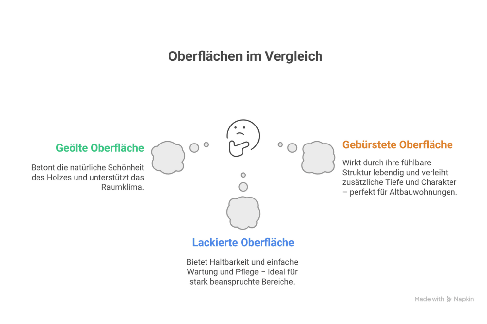 Oberflächen Parkett im Vergleich