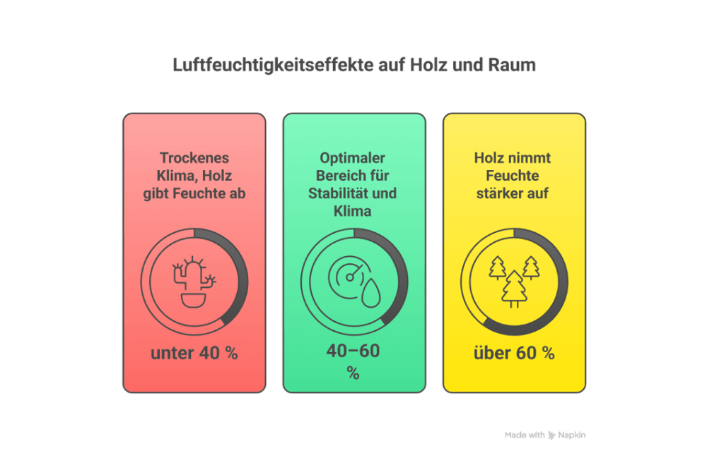 Luftfeuchtigkeitseffekte auf Holz und Raum