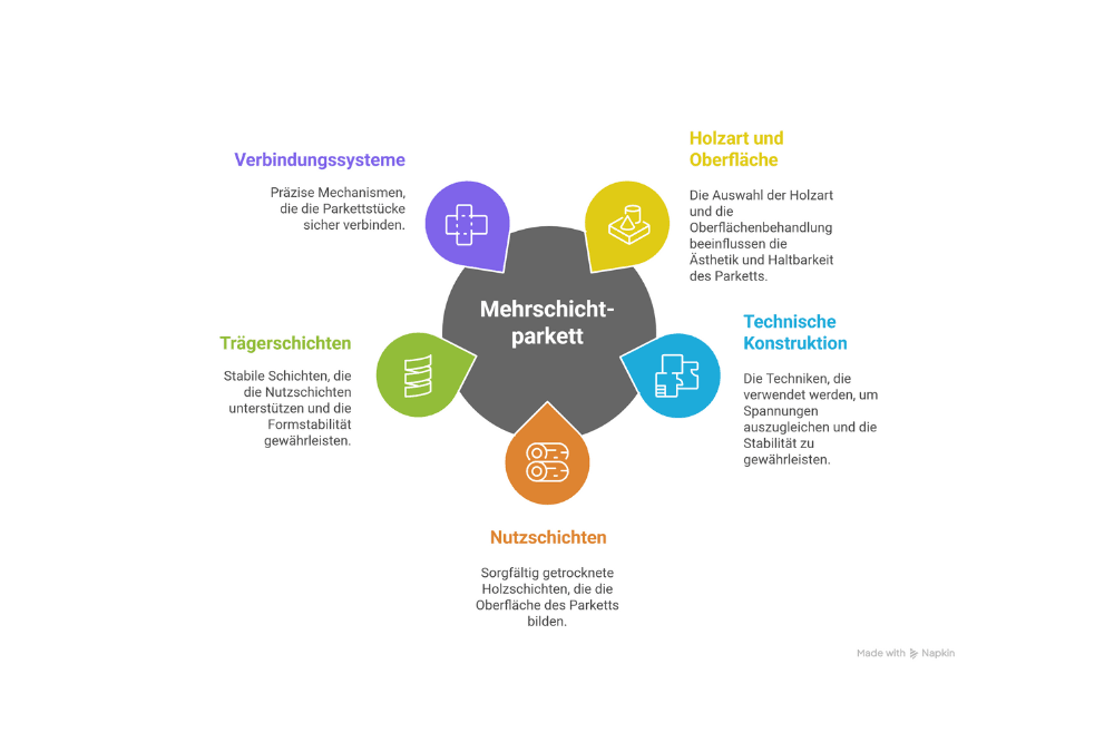 Aufbau hochwertiger Mehrschichtparkette 